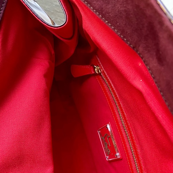 Christian Louboutin Patent Calfskin Liv Clutch with metal buckle, color Oxblood - Picture 8 of 16